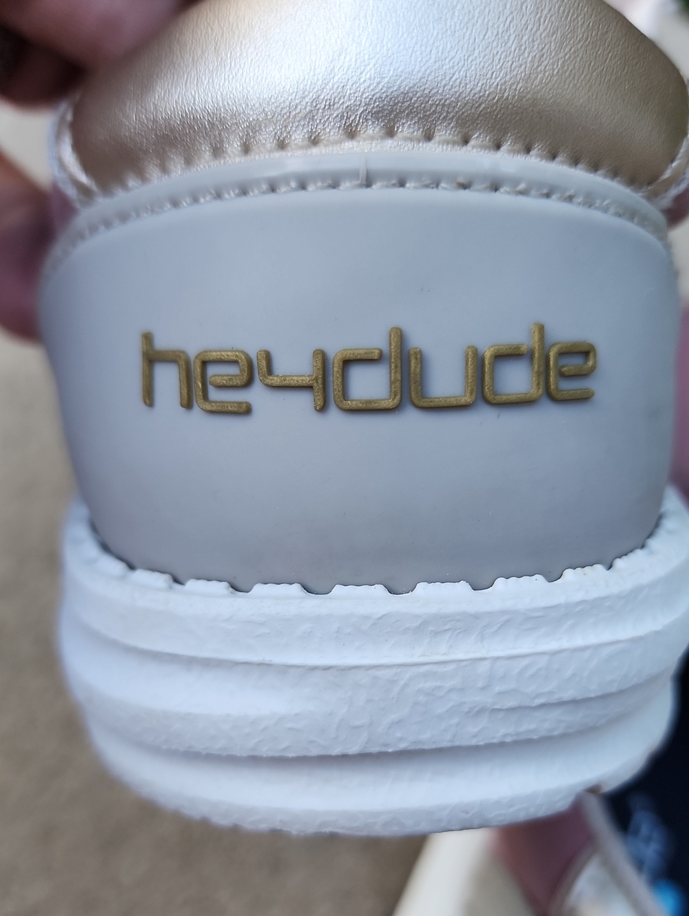 Womens Hey Dude Pink and Gold Slip-On Casual Sneakers - Picture 16 of 17